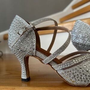 dancing heels with silver stones